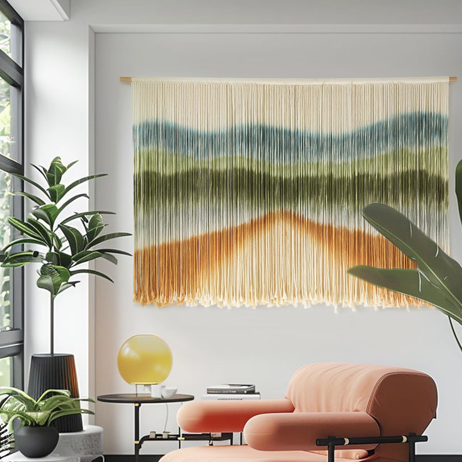Macrame Wall Hanging Dip-Dye Chic Home Decor Living Room Backdrop