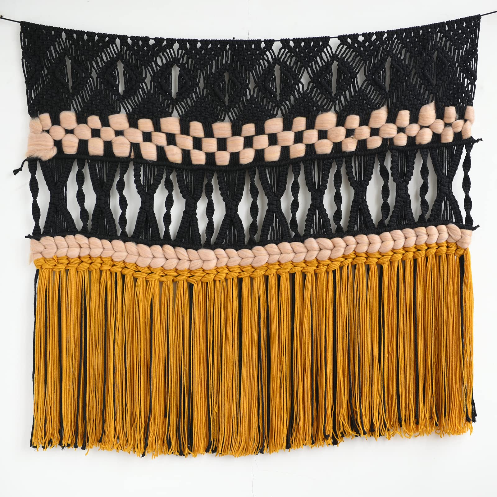Macrame Wall Hanging Black Woven Macrame Wall Decor Boho Wall Decor
