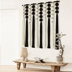 Large Macrame Wall Hanging Black and White Sphericity Cotton Fiber Yarn Art