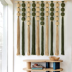 Macrame Wall Hanging Green Jute Sphericity Cotton Textile Wall Hanging