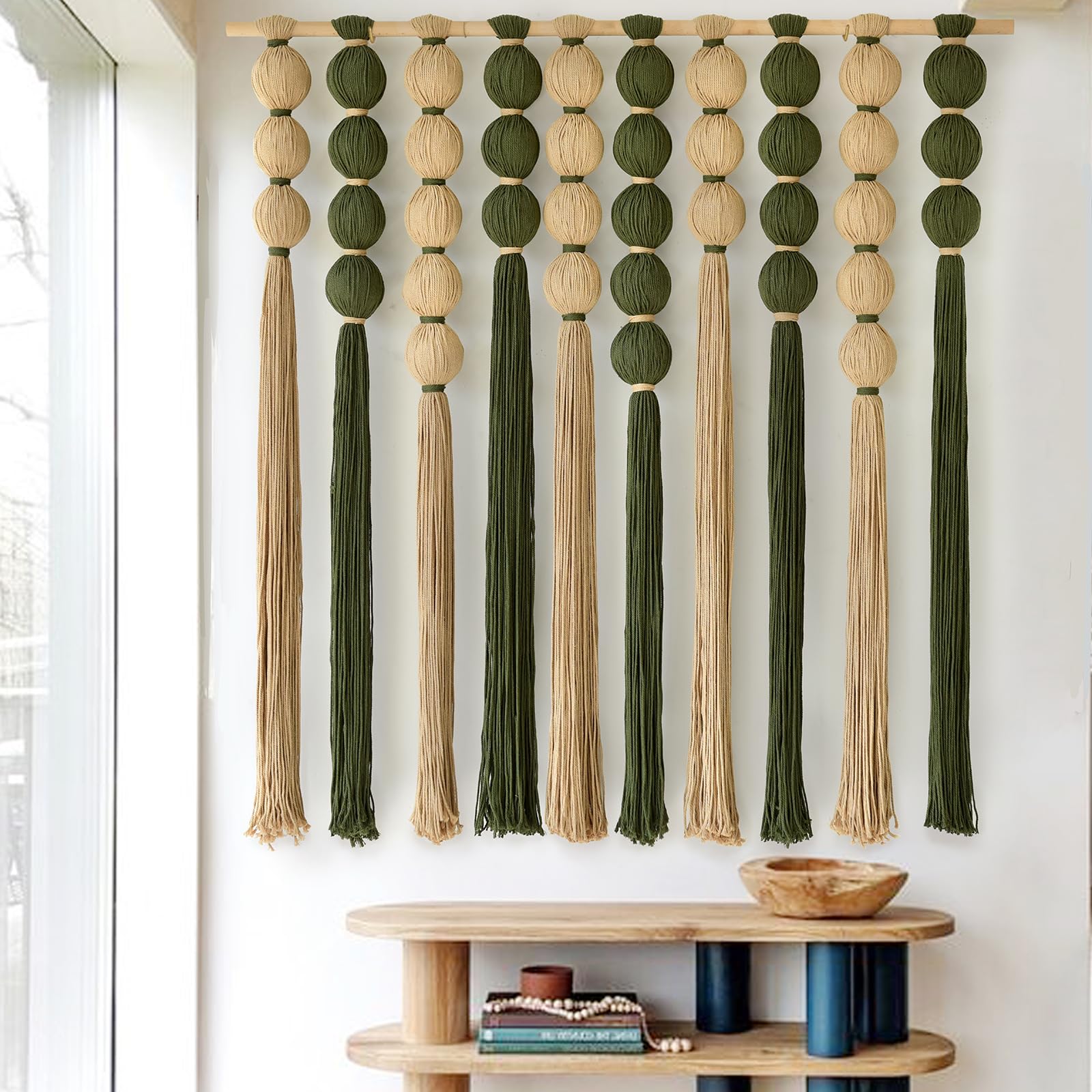 Macrame Wall Hanging Green Jute Sphericity Cotton Textile Wall Hanging