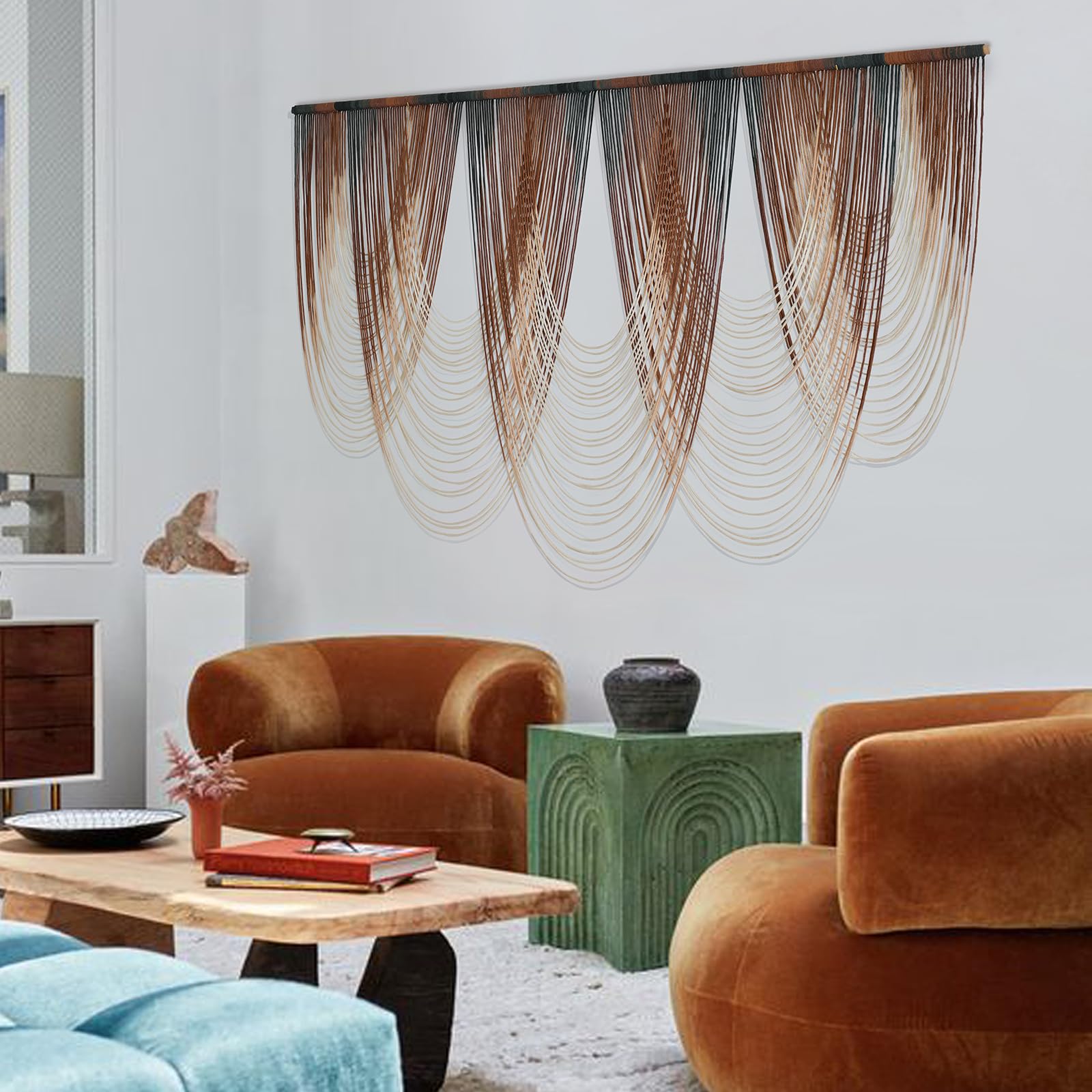 Macrame Wall Hanging Brown Dip-Dyed Large Macrame Wall Decor For Living Room