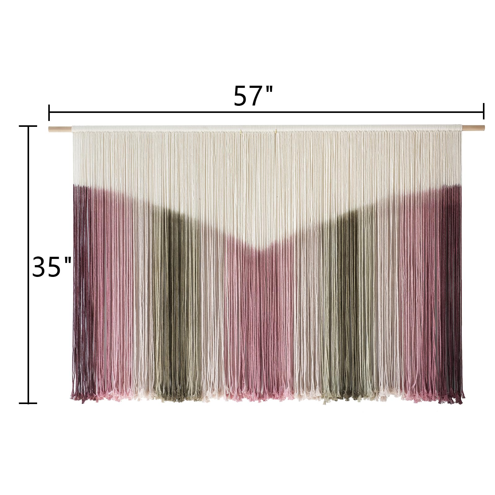 Large Macrame Wall Hanging Pink Tie-Dye Yarn Wall Art