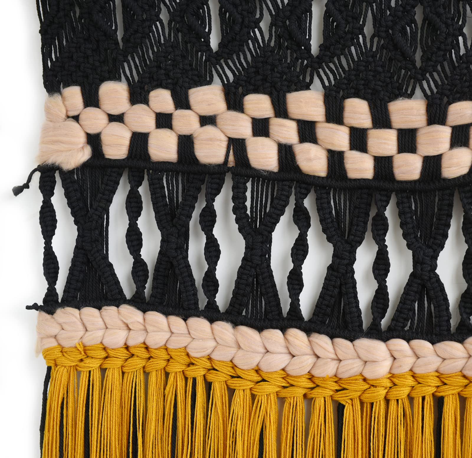 Macrame Wall Hanging Black Woven Macrame Wall Decor Boho Wall Decor