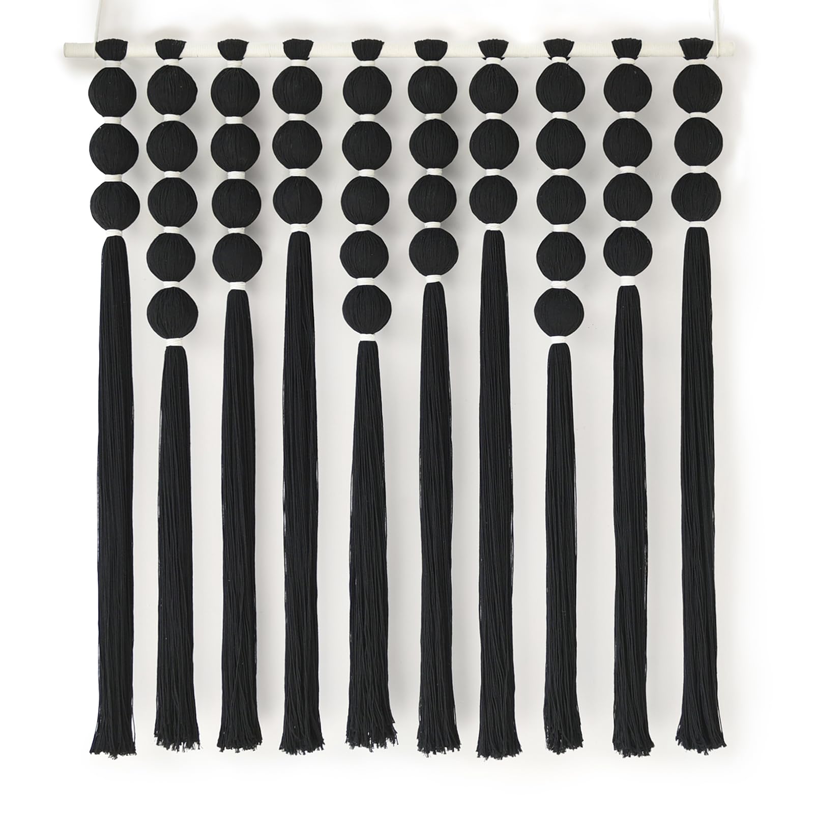 Black Macrame Wall Hanging Sphericity Cotton Textile  Fiber Yarn Art