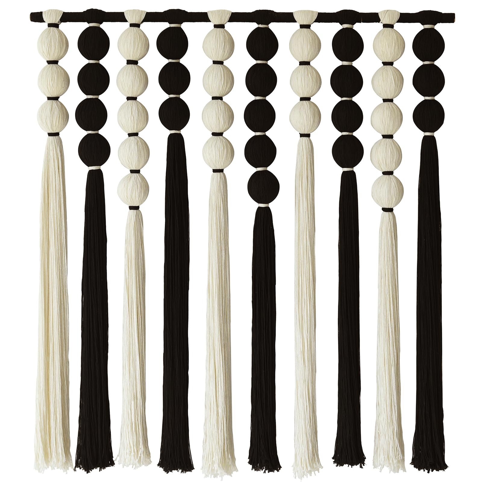 Large Macrame Wall Hanging Black and White Sphericity Cotton Fiber Yarn Art