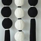Large Macrame Wall Hanging Black and White Sphericity Cotton Fiber Yarn Art