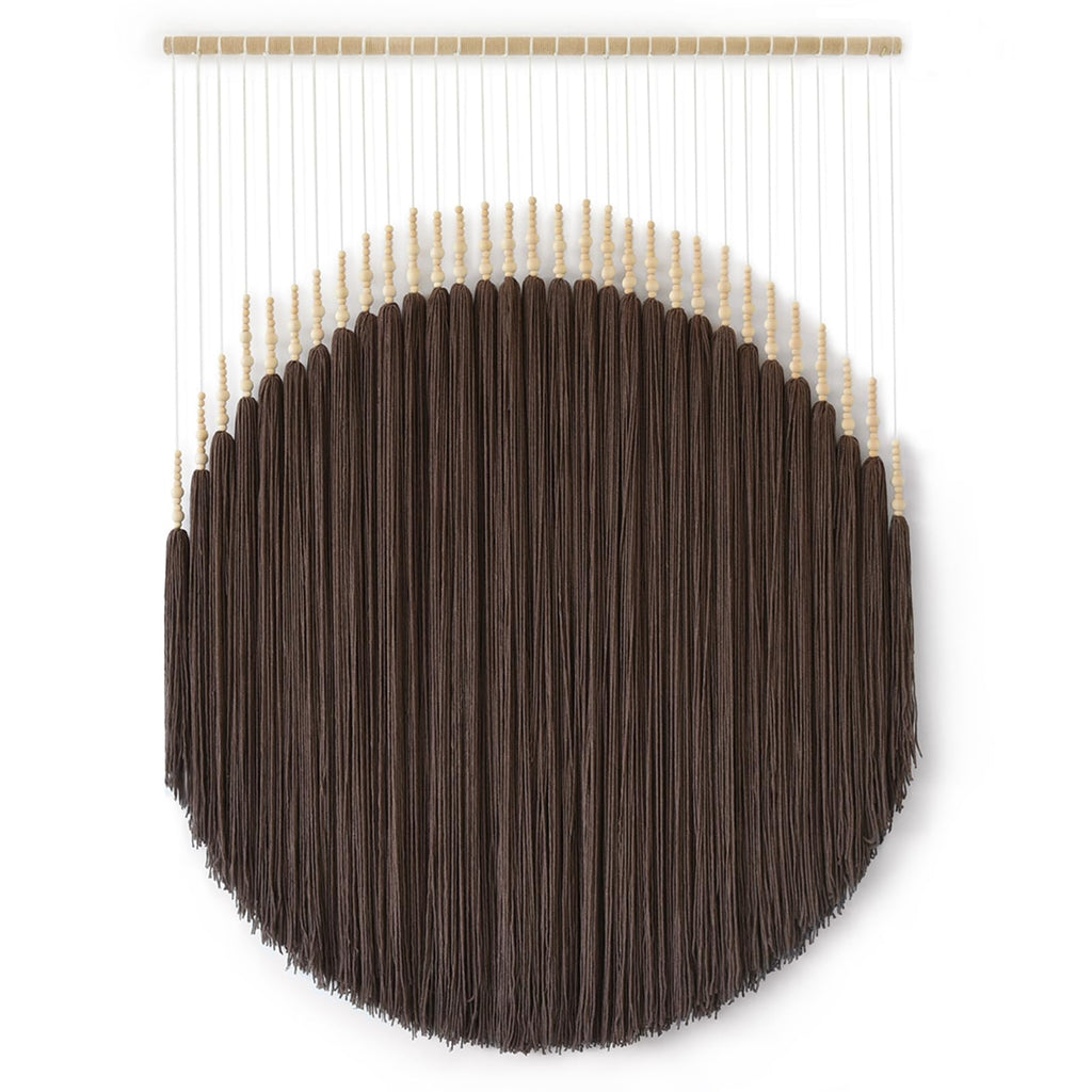 Macrame Wall Hanging Brown Yarn Wall Decor Round Tassel Home Wall Art