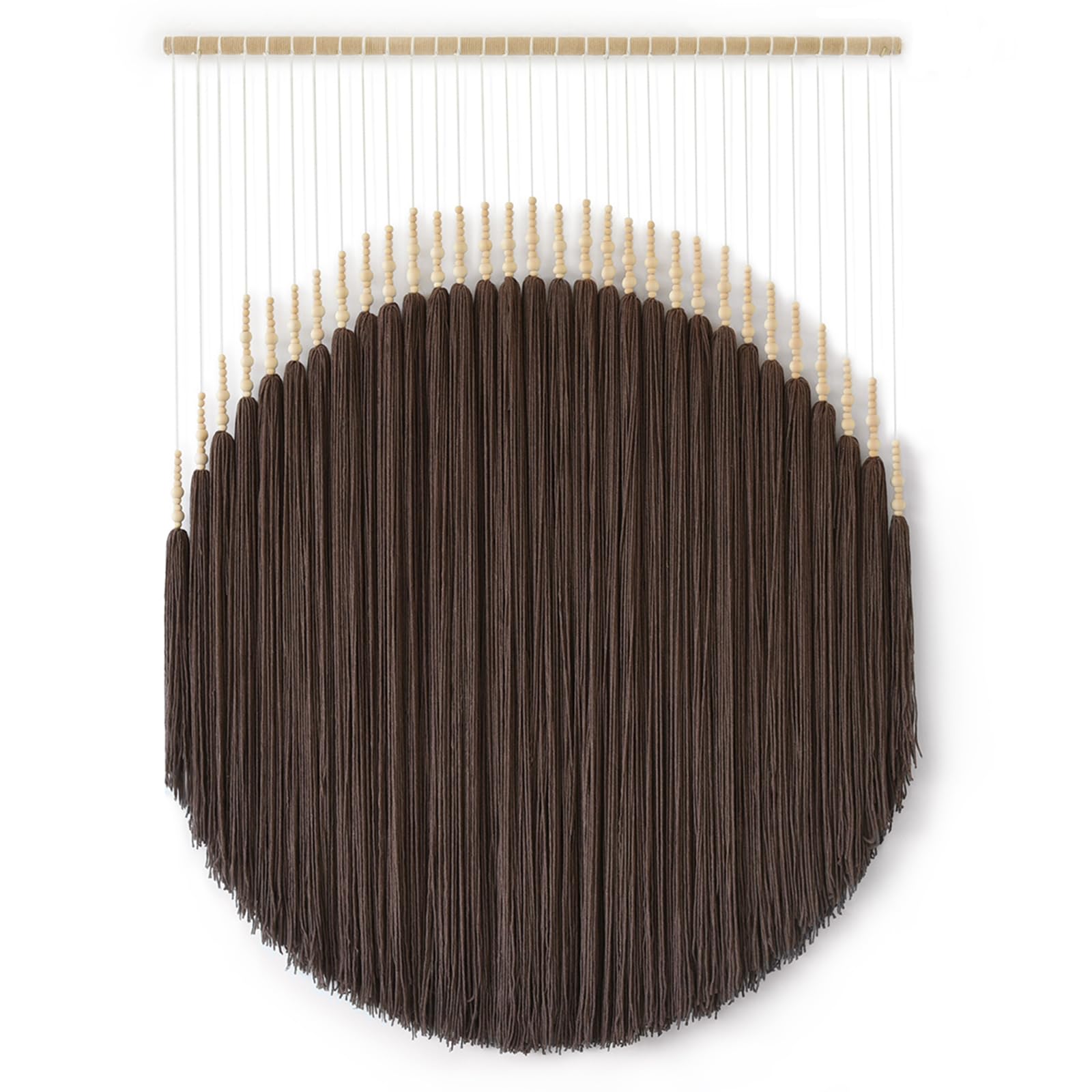 Macrame Wall Hanging Brown Yarn Wall Decor Round Tassel Home Wall Art