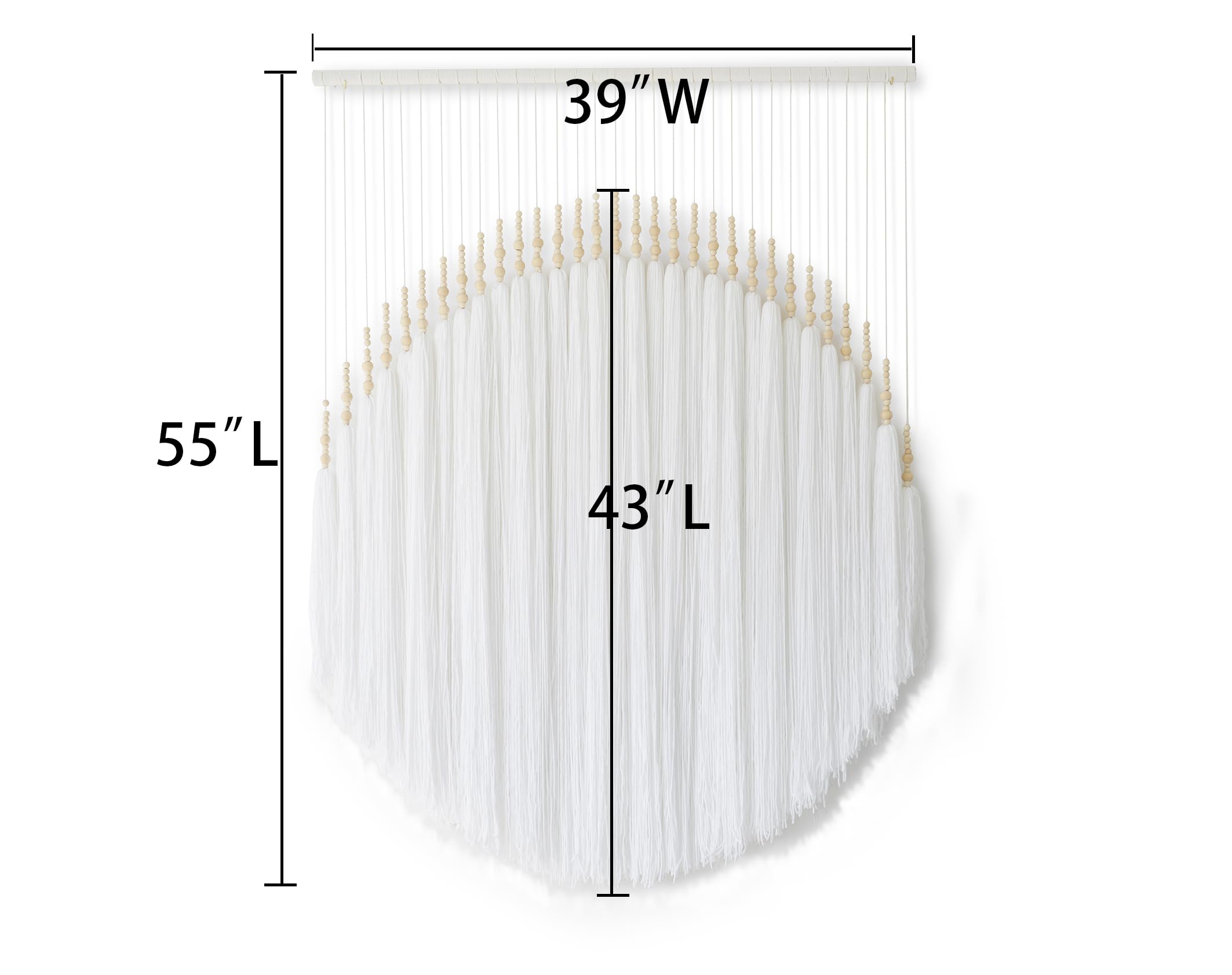 Yarn Macrame Wall Hanging Fiber Wall Art White Beads Tassel Home Decor
