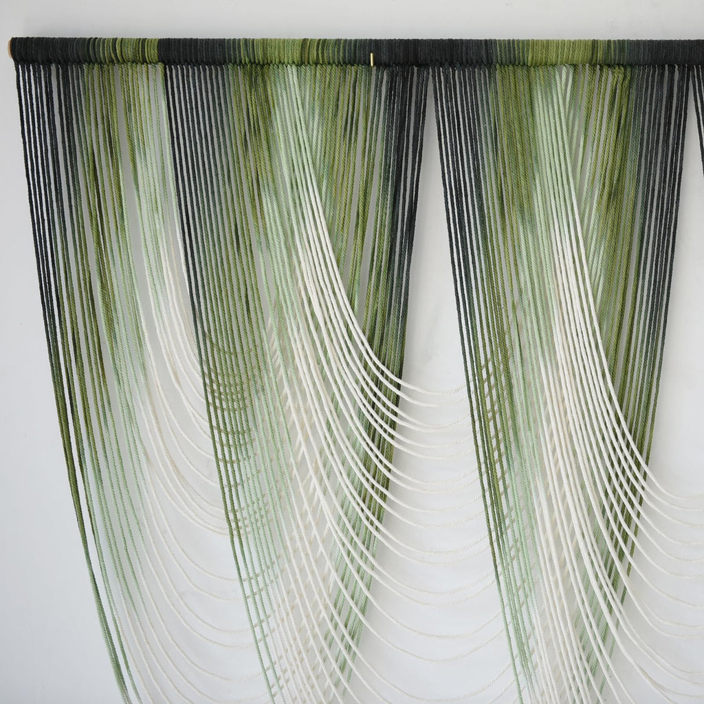 Macrame Wall Hanging Green Dip-Dyed Large Macrame Wall Decor Yarn Tapestry