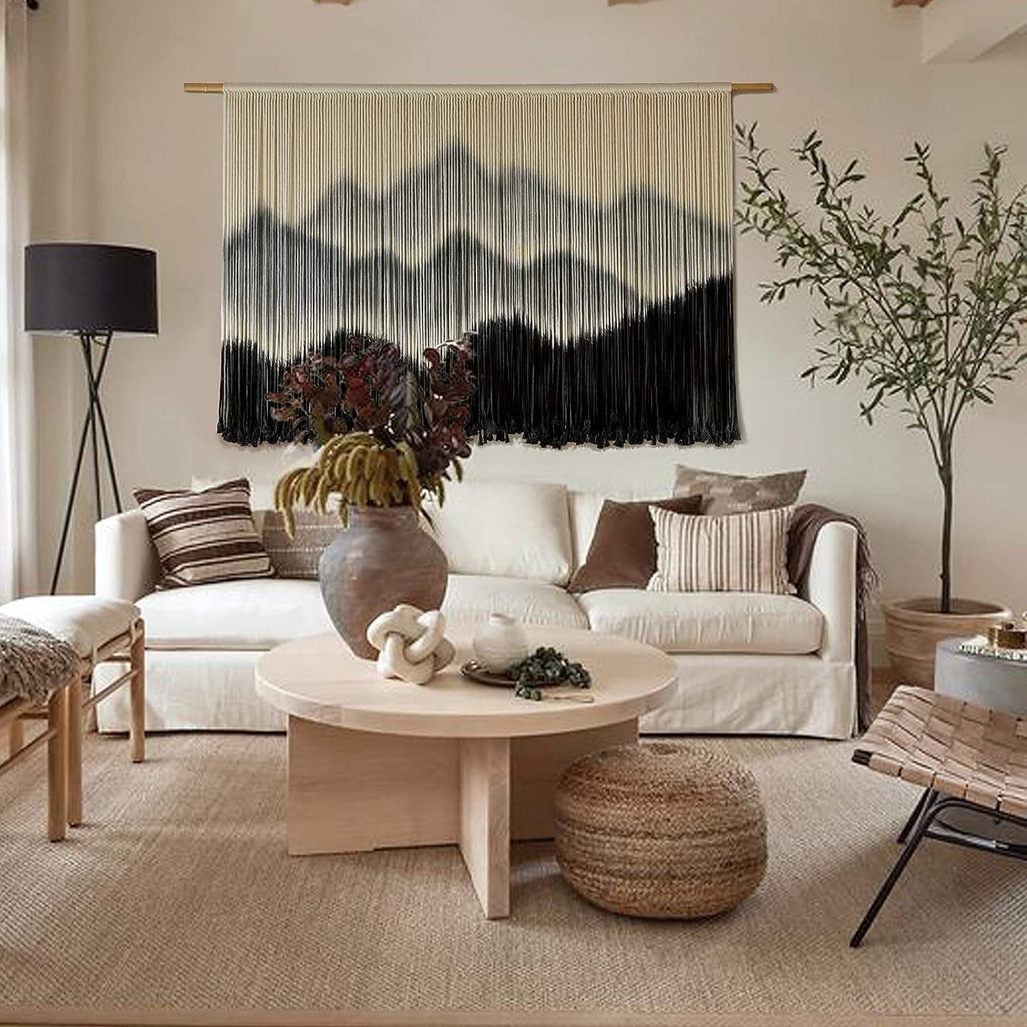 Macrame Wall Hanging Mountain Dip-Dyed Macrame Wall Decor