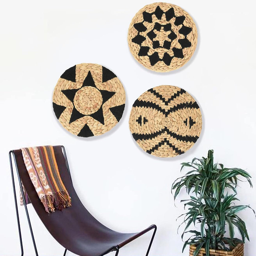 Wall Baskets Decor Black Woven Boho Wall Decor  Macrame Wall Baskets