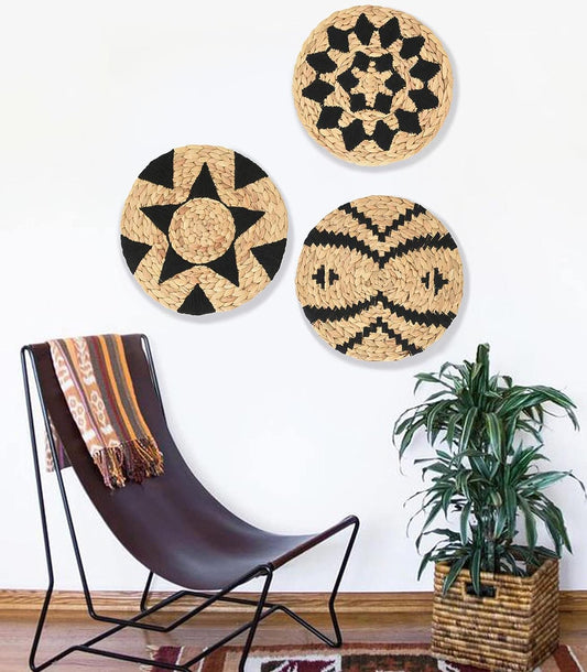 Wall Baskets Decor Black Woven Boho Wall Decor Home Room Decor Macrame Wall Baskets (12"*3)