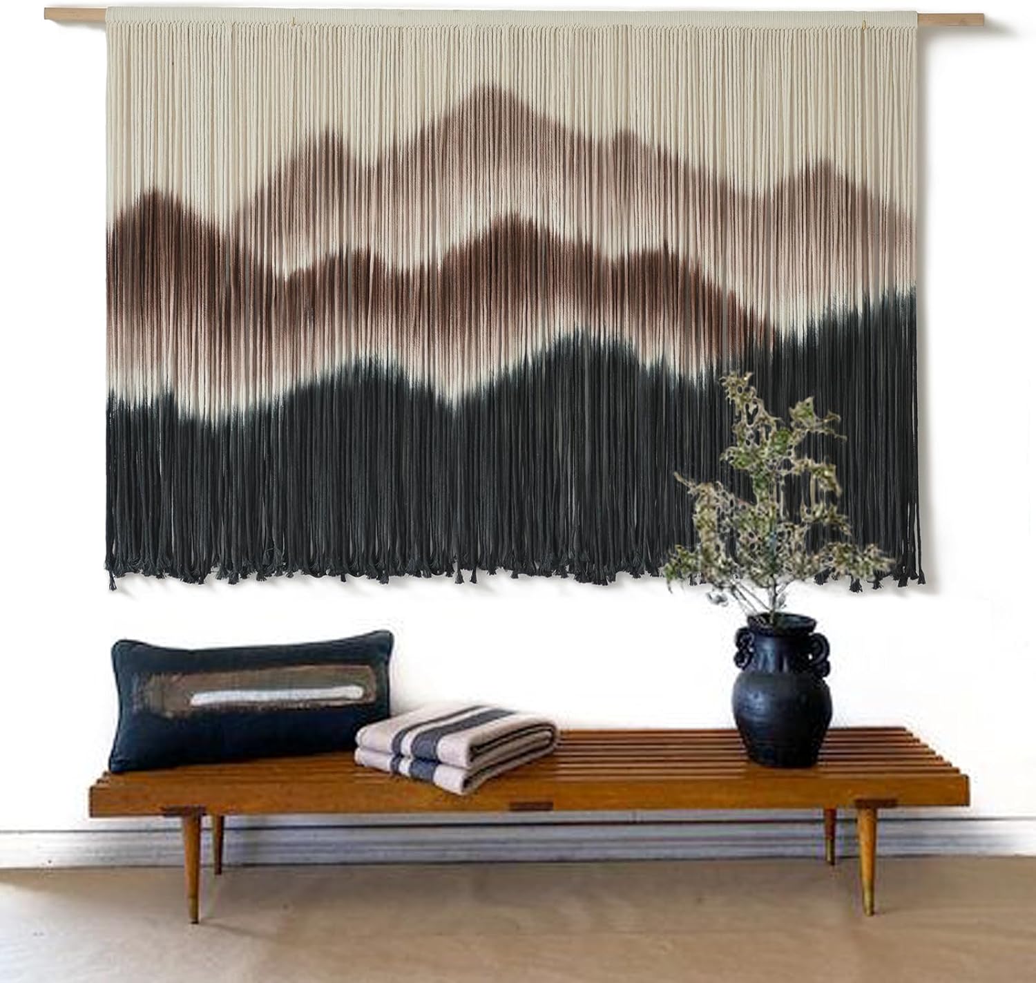 Macrame Wall Hanging Brown Mountain Dip-Dyed Macrame Wall Decor