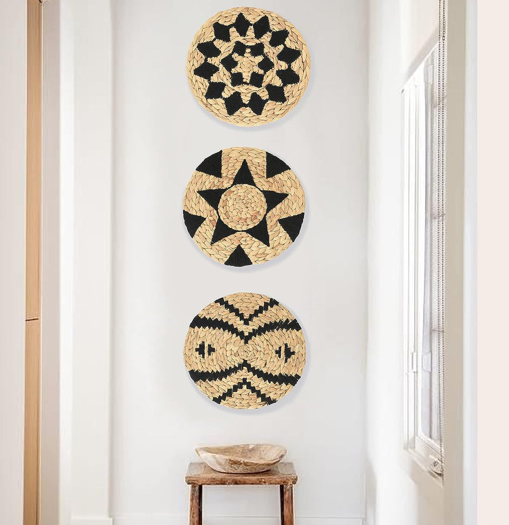 Wall Baskets Decor Black Woven Boho Wall Decor  Macrame Wall Baskets