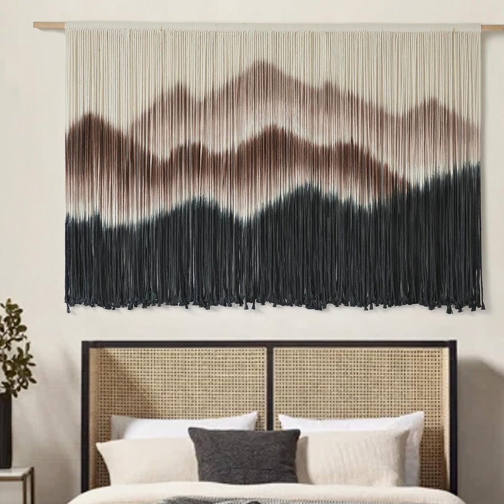 Macrame Wall Hanging Brown Mountain Dip-Dyed Macrame Wall Decor