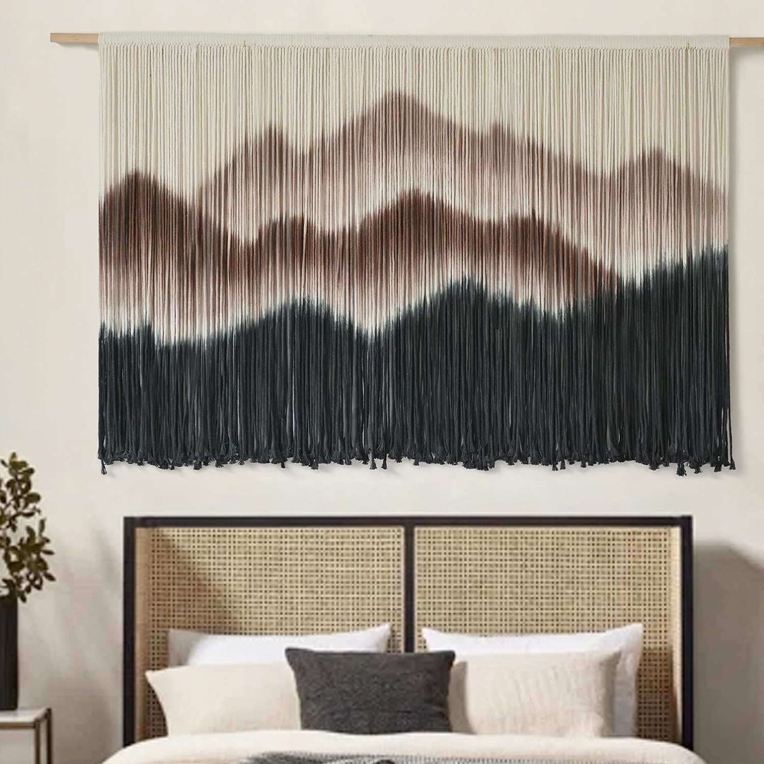 Macrame Wall Hanging Brown Mountain Dip-Dyed Macrame Wall Decor