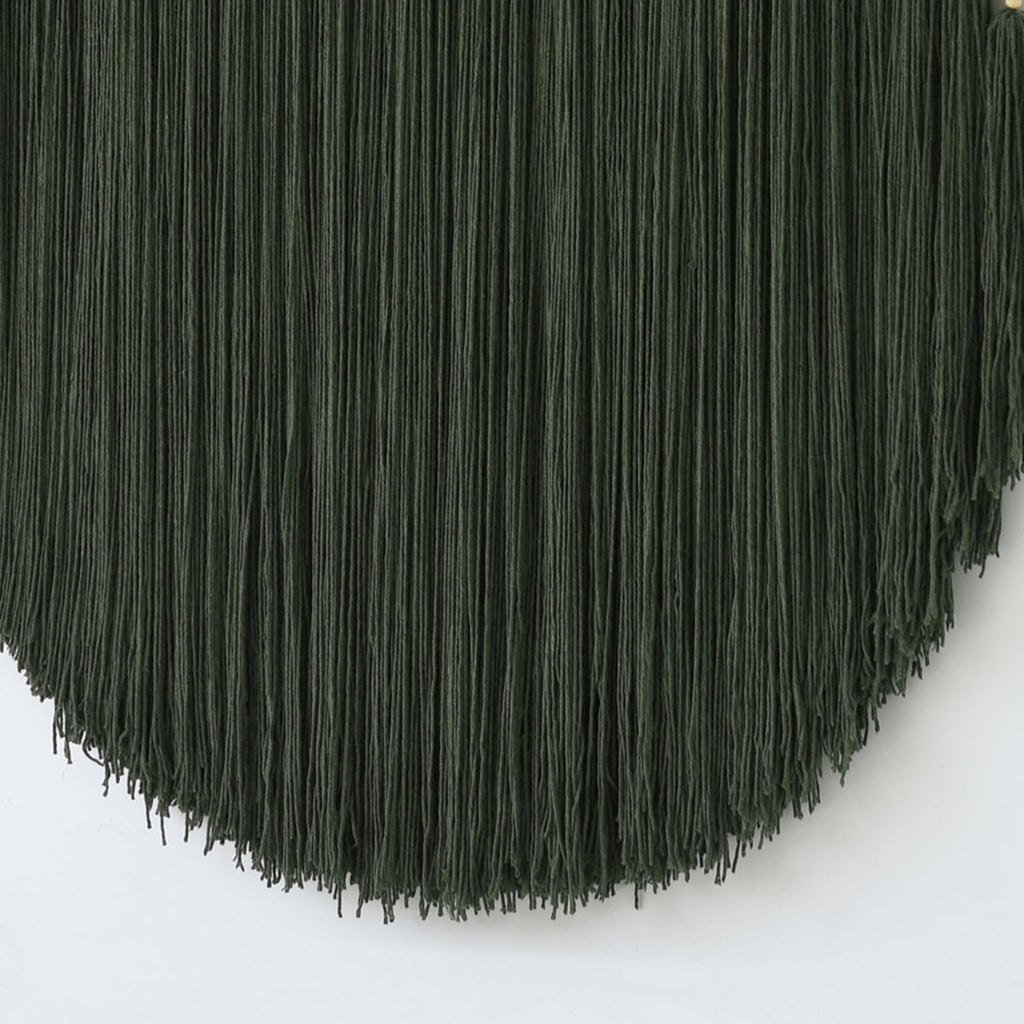 Large Macrame Wall Hanging Green Yarn Fiber Wall Art Beaded Tassel Home Decor