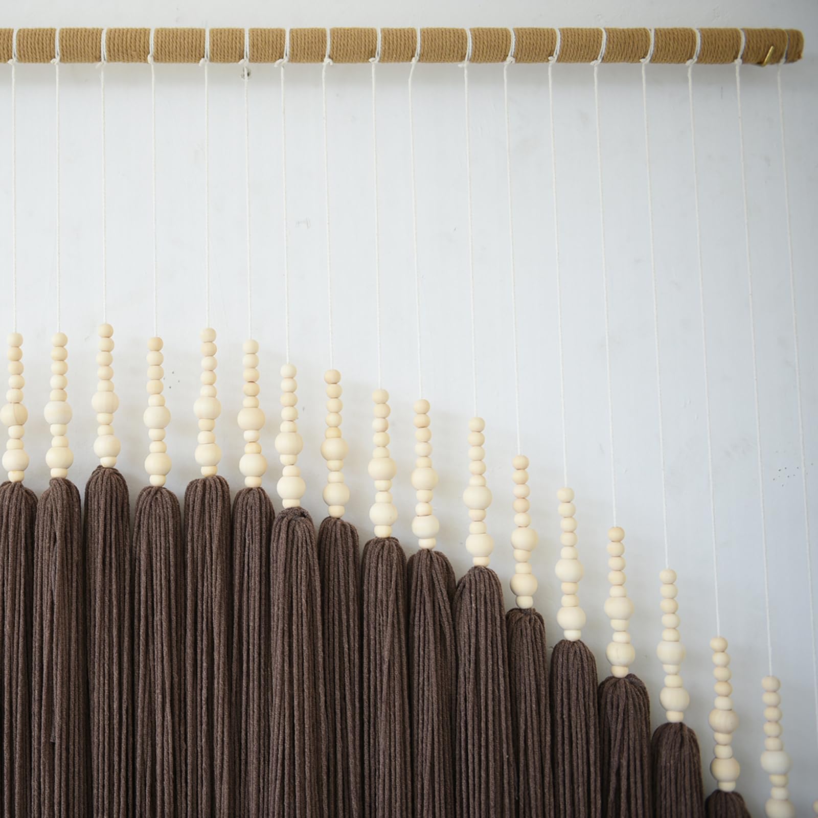 Macrame Wall Hanging Brown Yarn Wall Decor Round Tassel Home Wall Art