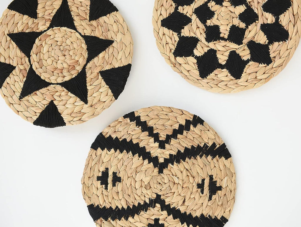 Wall Baskets Decor Black Woven Boho Wall Decor  Macrame Wall Baskets