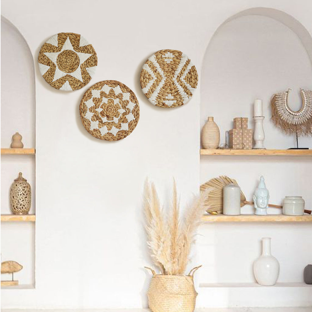 Woven Wall Basket Decor Set of 3 Boho Wall Decor