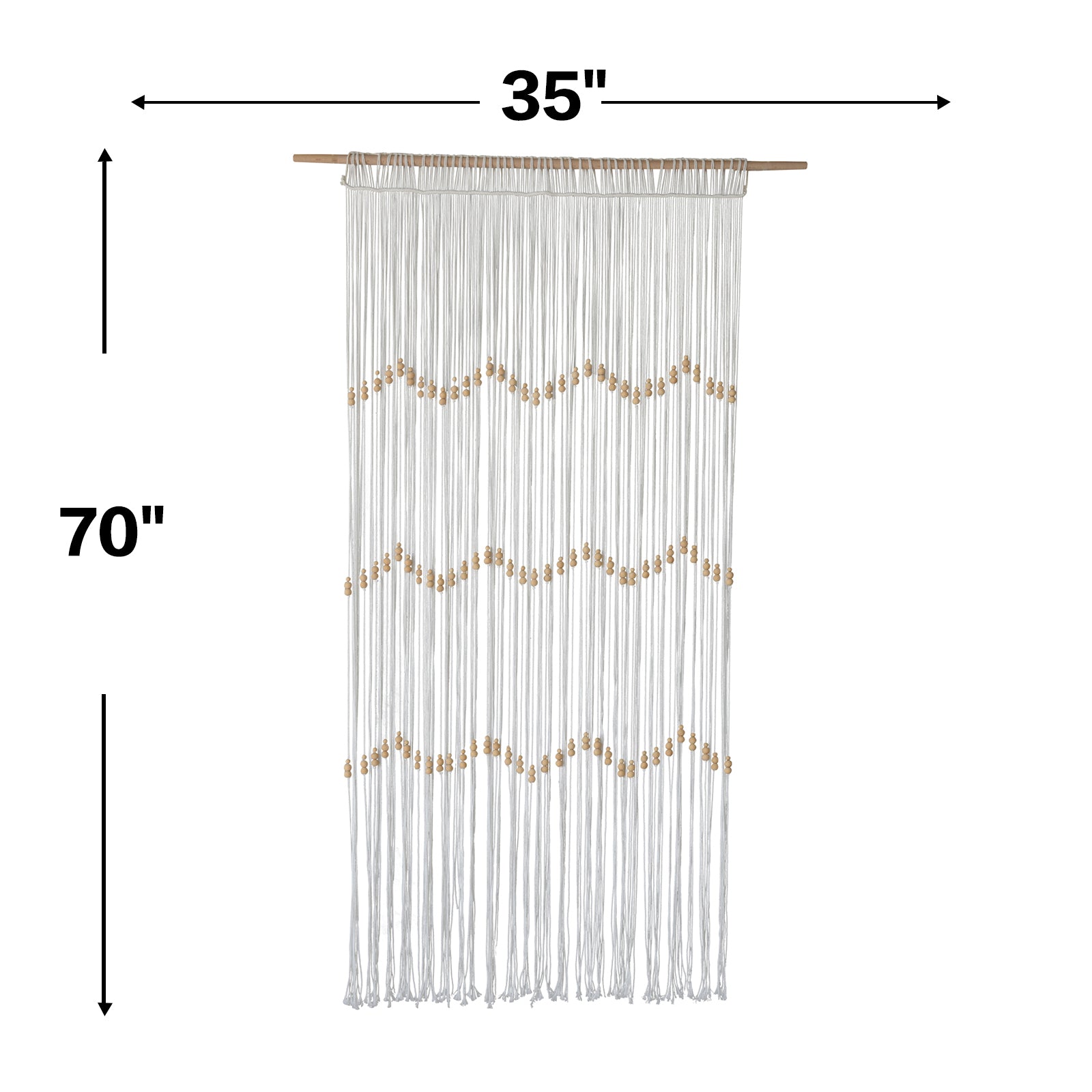 Macrame Curtain Beaded Doorway Panel Backdrop White