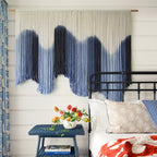 Macrame Wall Hanging Large Blue Dip Dyed Fiber Art Tapestry