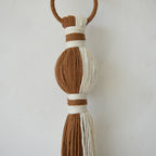 2Pcs Macrame Wall Hanging Fiber Art with Sphere Knots Tassels Yarn Art