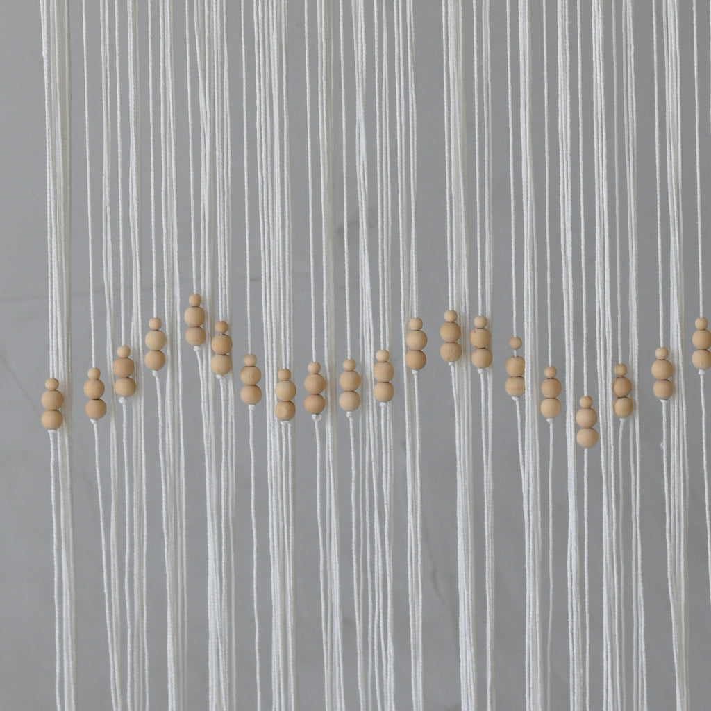 Macrame Curtain Beaded Doorway Panel Backdrop White