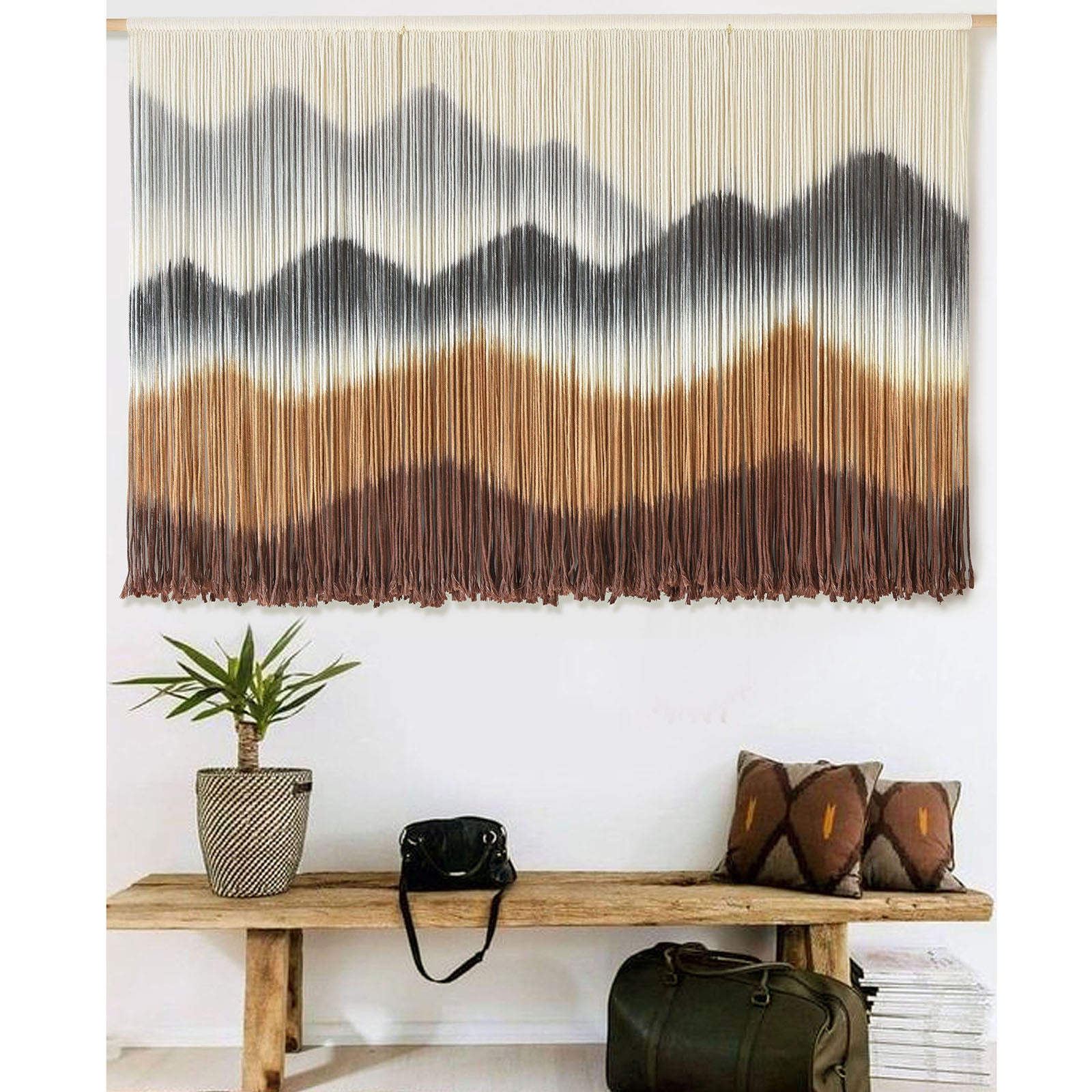 Macrame Wall Hanging Mountain Dip-Dyed Macrame Wall Decor