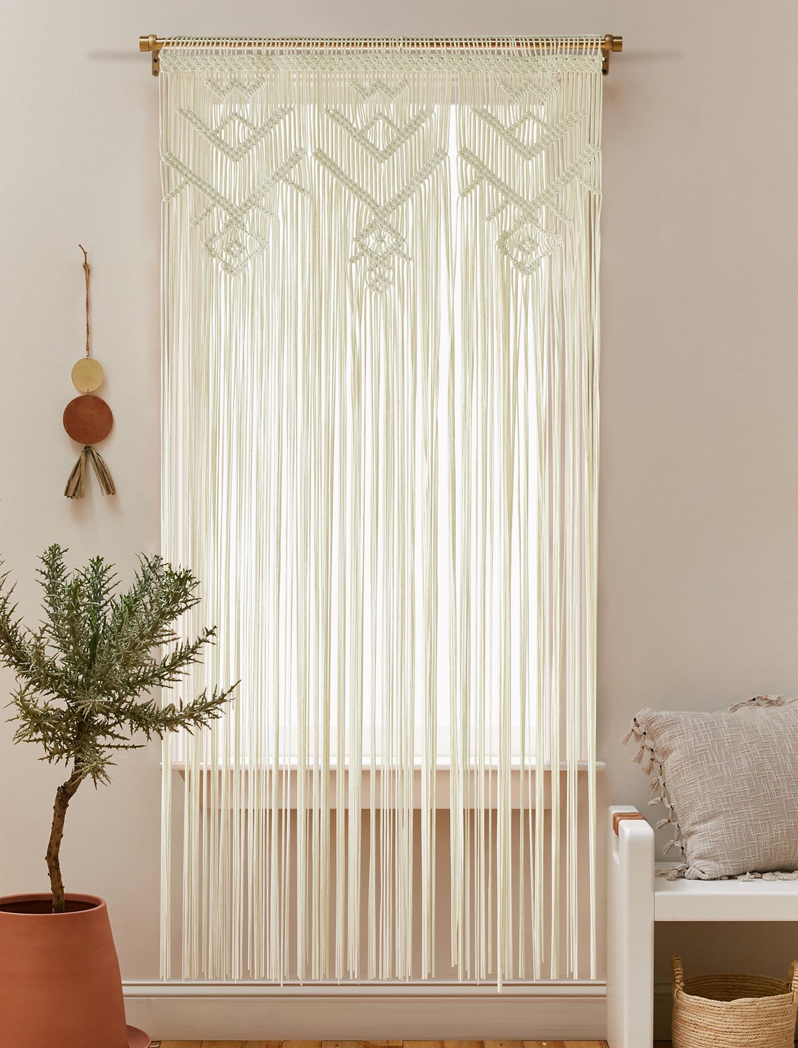Macrame Wall Hanging Ivory Handmade Window Curtain