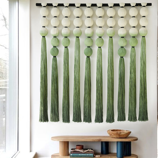 Macrame Wall Decor Green Dip Dye Sphericity Cotton Textile Wall Art
