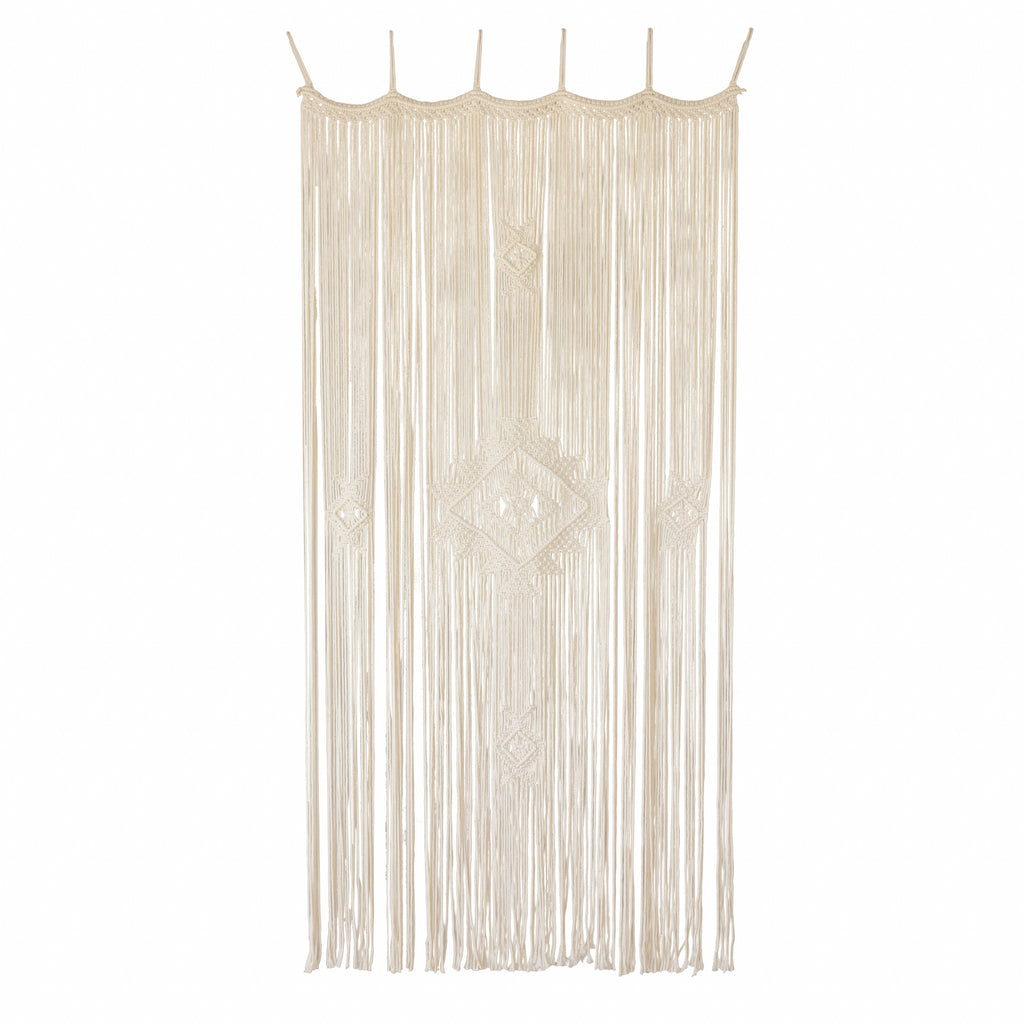 Macrame Curtain Handmade Ivory Boho Curtains for Bedroom