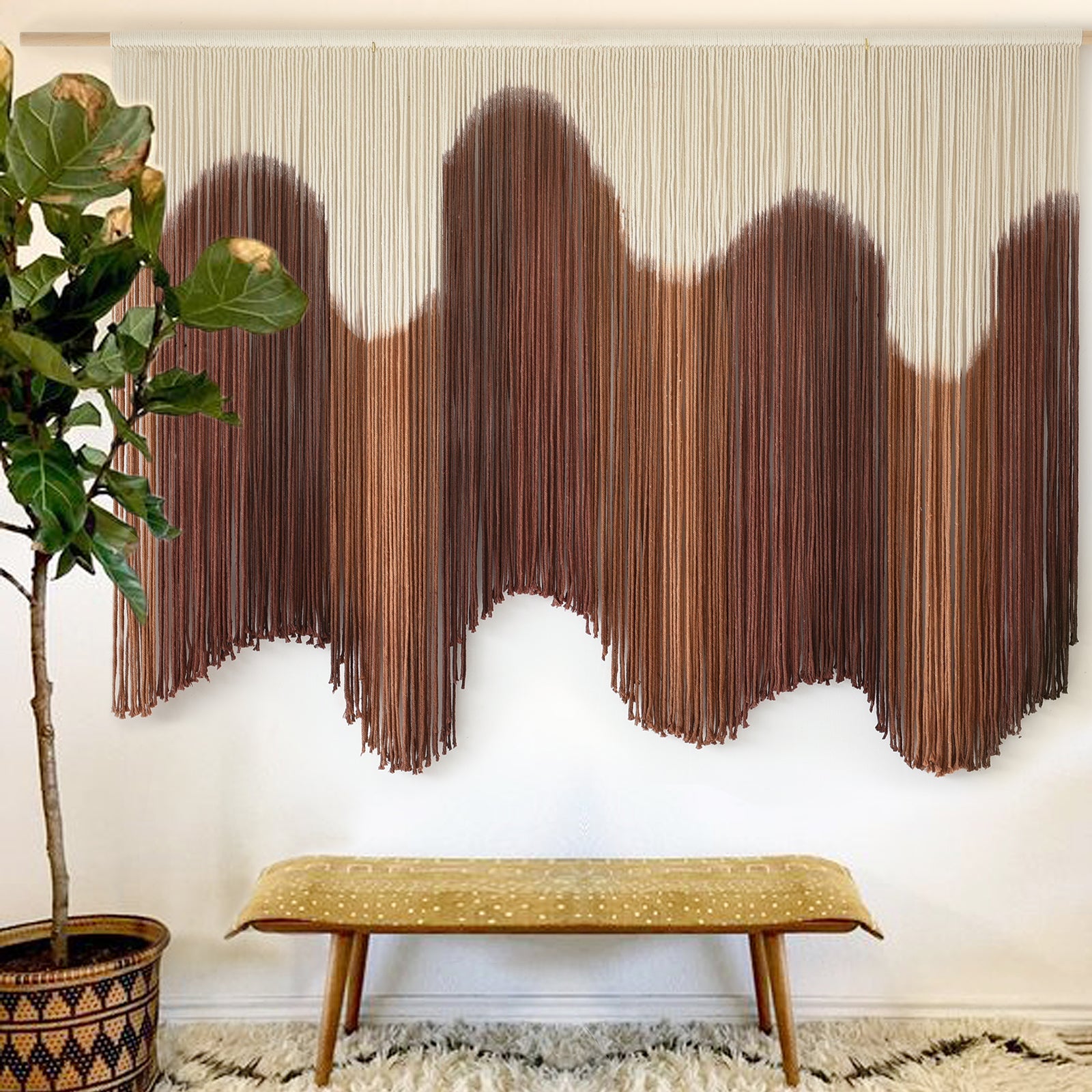 Macrame Wall Hanging Brown Dip-Dyed Large Handmade