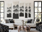 Macrame Wall Hanging Handmade Dip-Dyed Mountain Macrame Wall Decor ,Set of 5