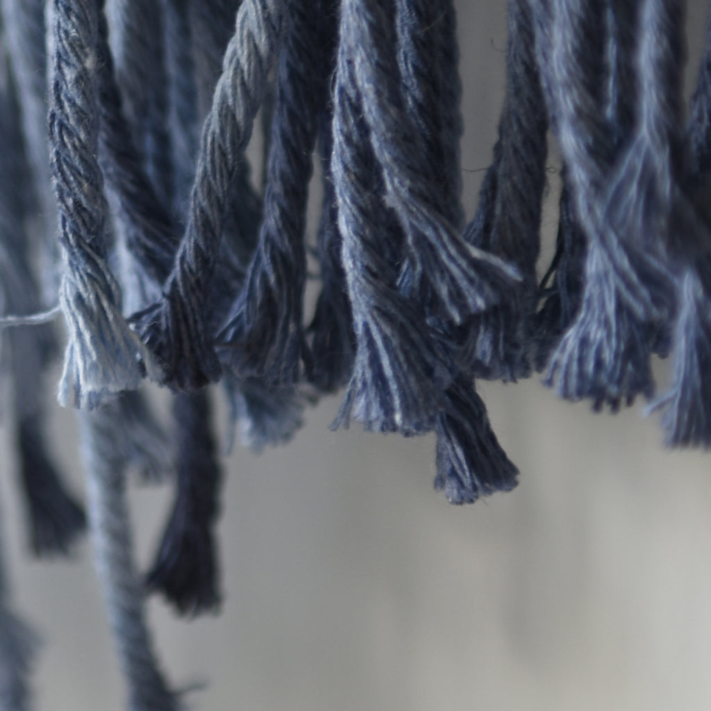 Macrame Wall Hanging Large Blue Dip Dyed Fiber Art Tapestry