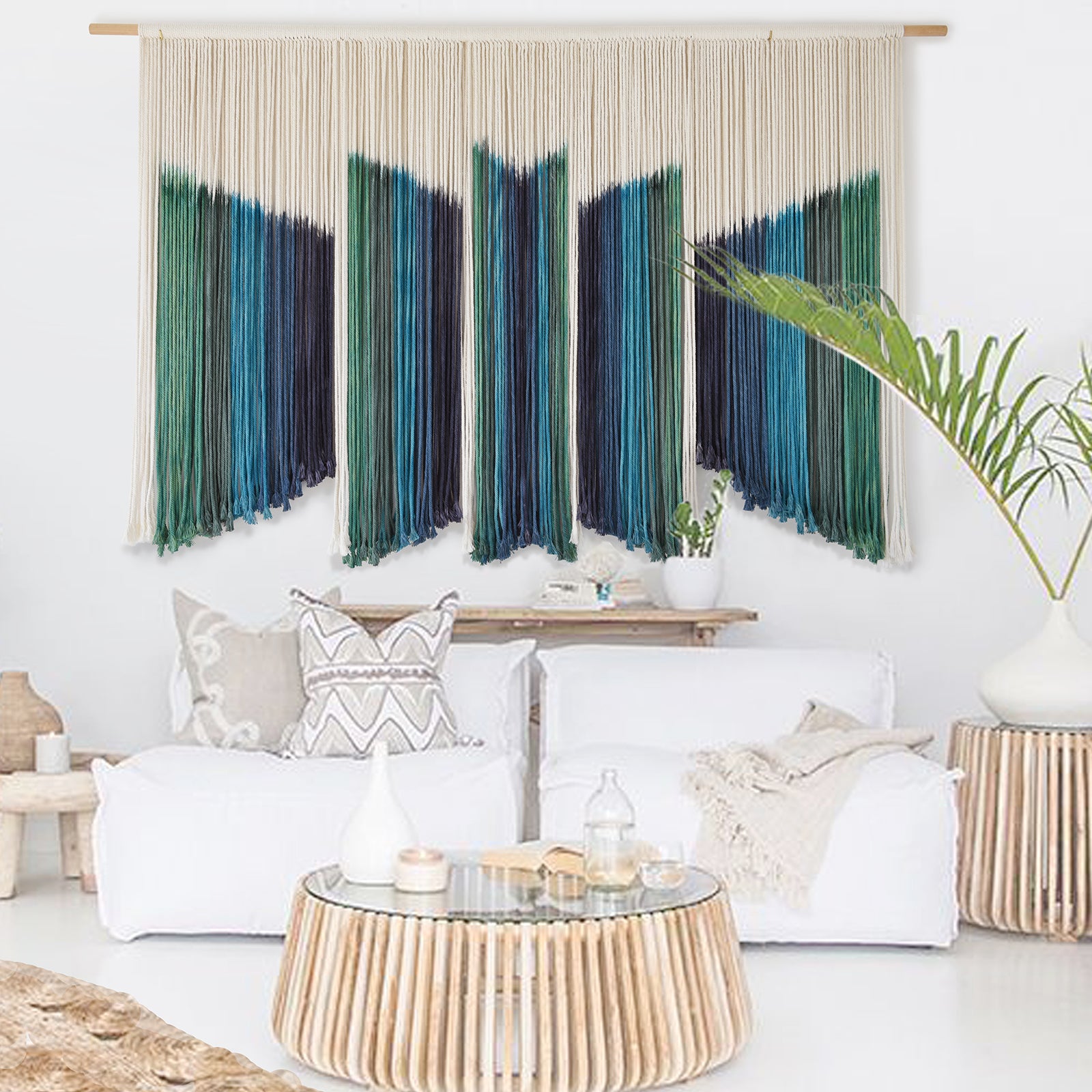 Large Macrame Wall Hanging Dip-Dyed Yarn Art Boho Macrame Wall Room Decor