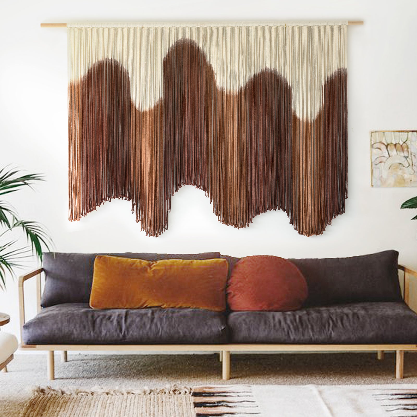 Macrame Wall Hanging Brown Dip-Dyed Large Handmade