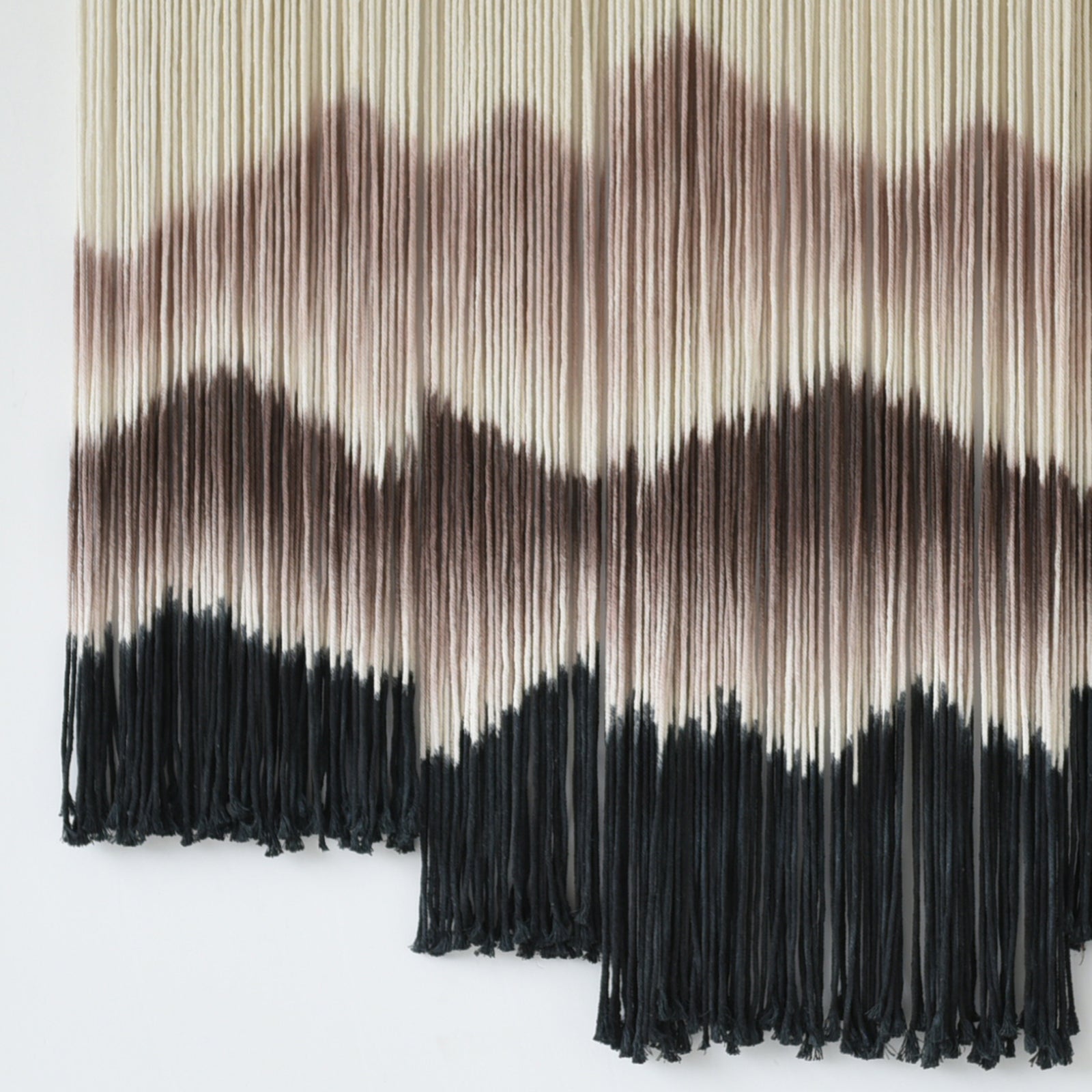 Large Macrame Wall Hanging Mountain Handmade Brown Dip-Dyed Boho Wall Decor,Set of 5