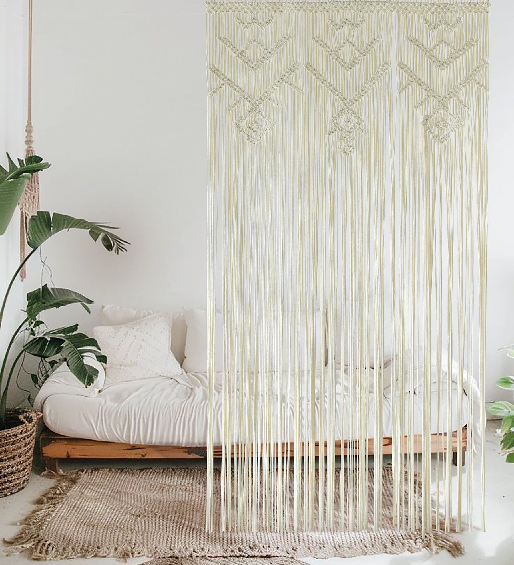 Macrame Wall Hanging Ivory Handmade Window Curtain