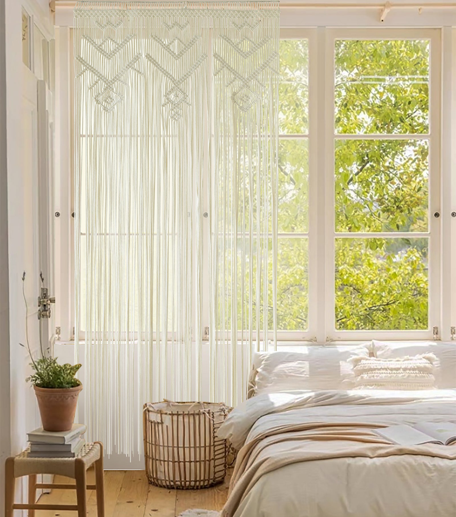 Macrame Wall Hanging Ivory Handmade Window Curtain