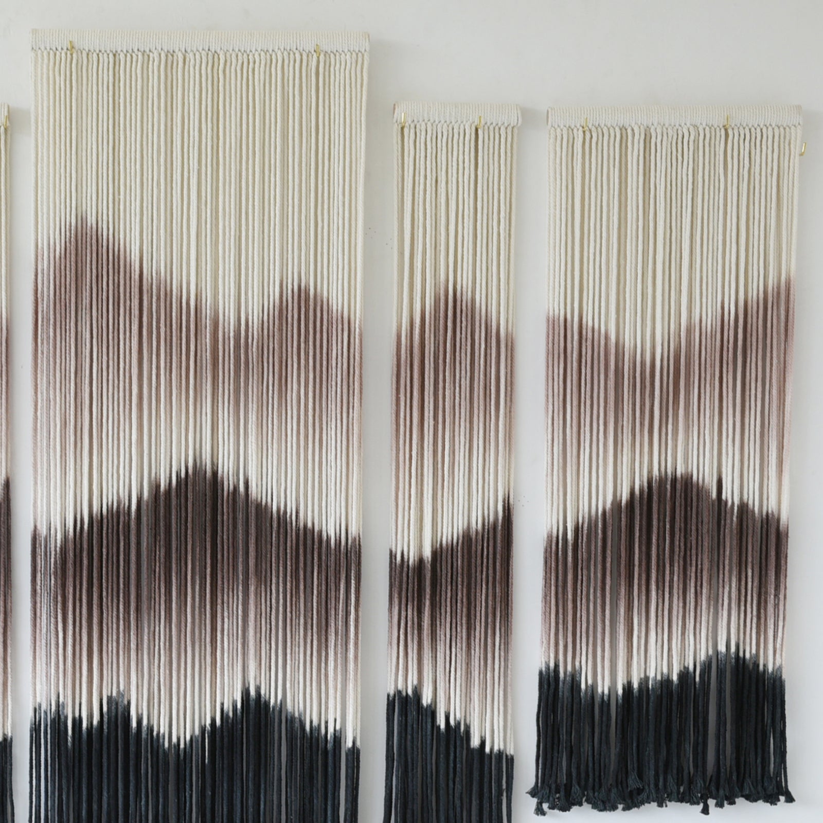 Large Macrame Wall Hanging Mountain Handmade Brown Dip-Dyed Boho Wall Decor,Set of 5