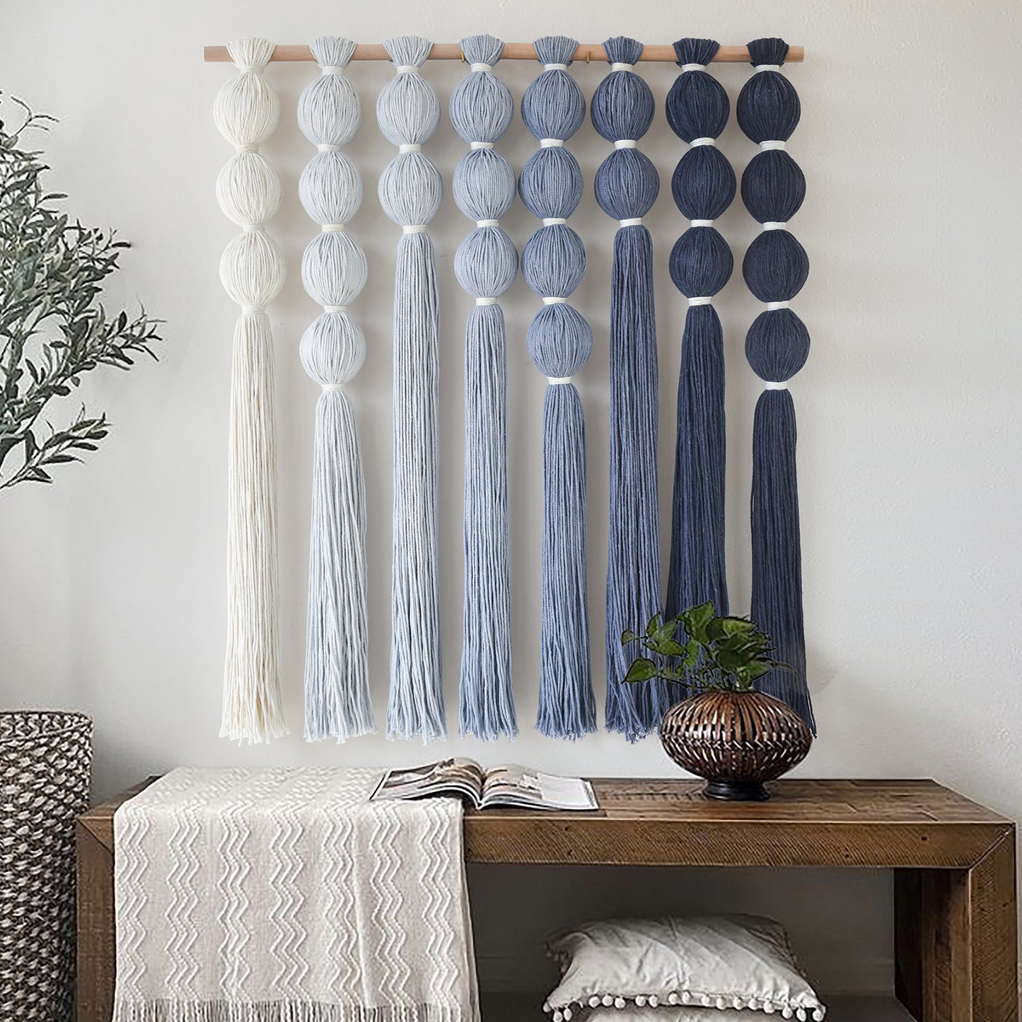 Macrame Wall Hanging Blue Yarn Wall Art