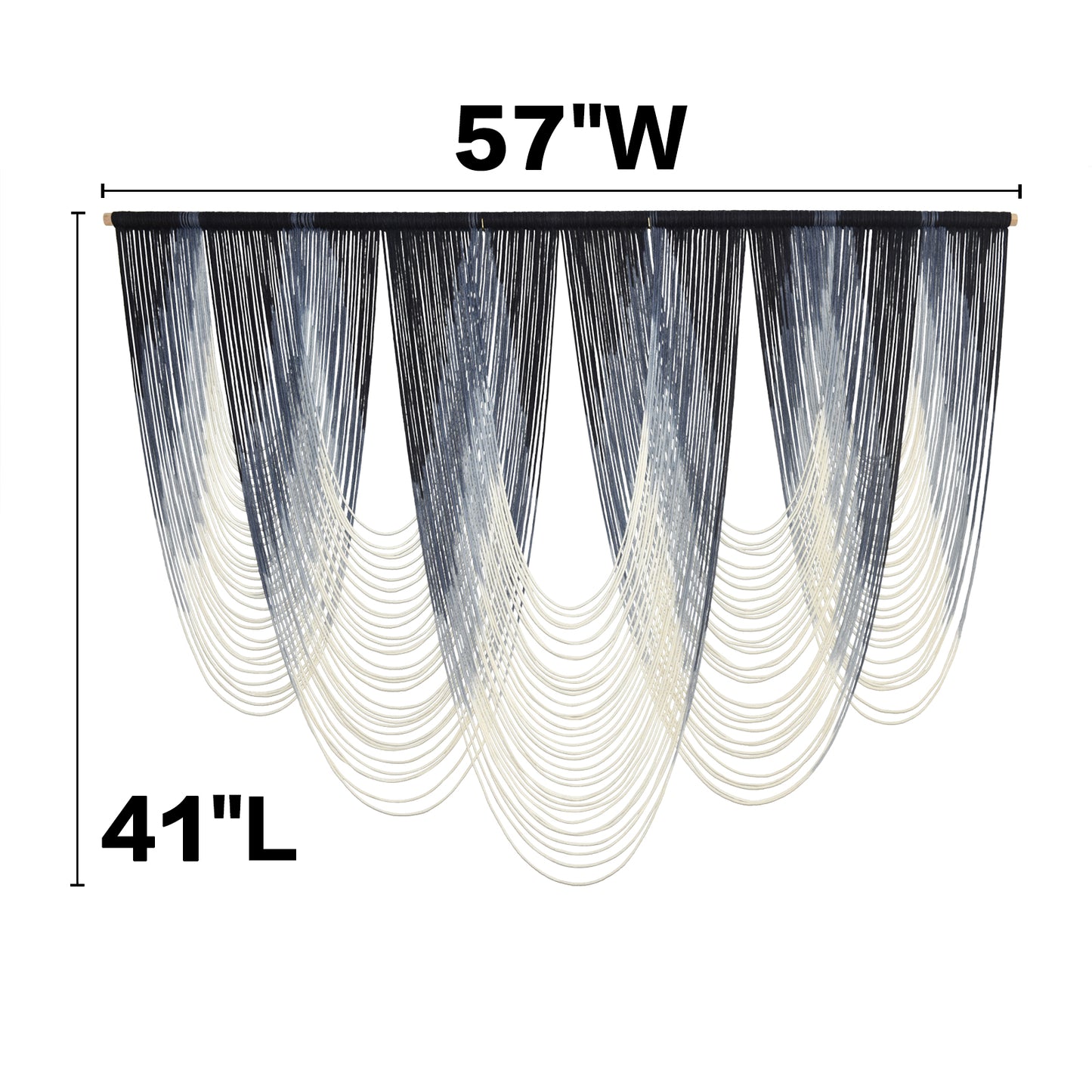 Macrame Wall Hanging Navy Blue Boho Fiber Art Home Decor 57" W*41" L
