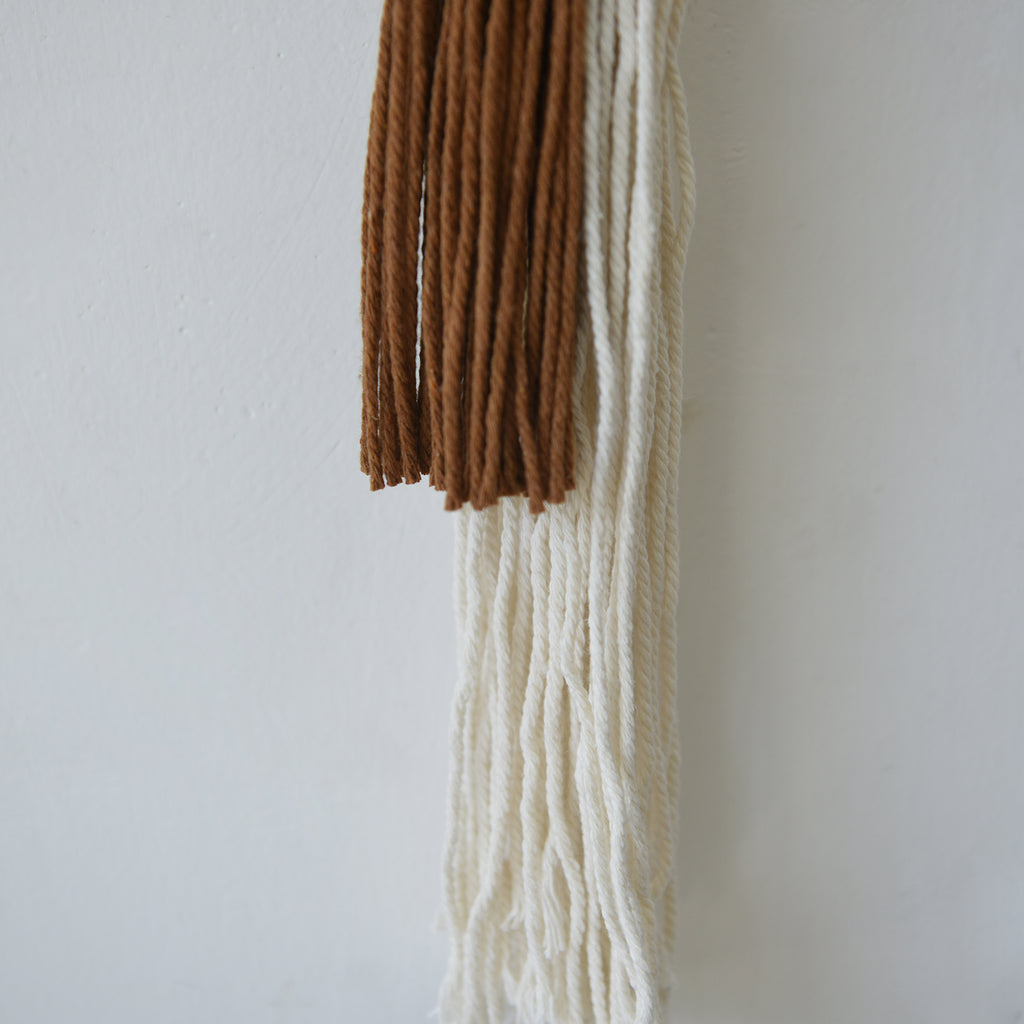 2Pcs Macrame Wall Hanging Fiber Art with Sphere Knots Tassels Yarn Art