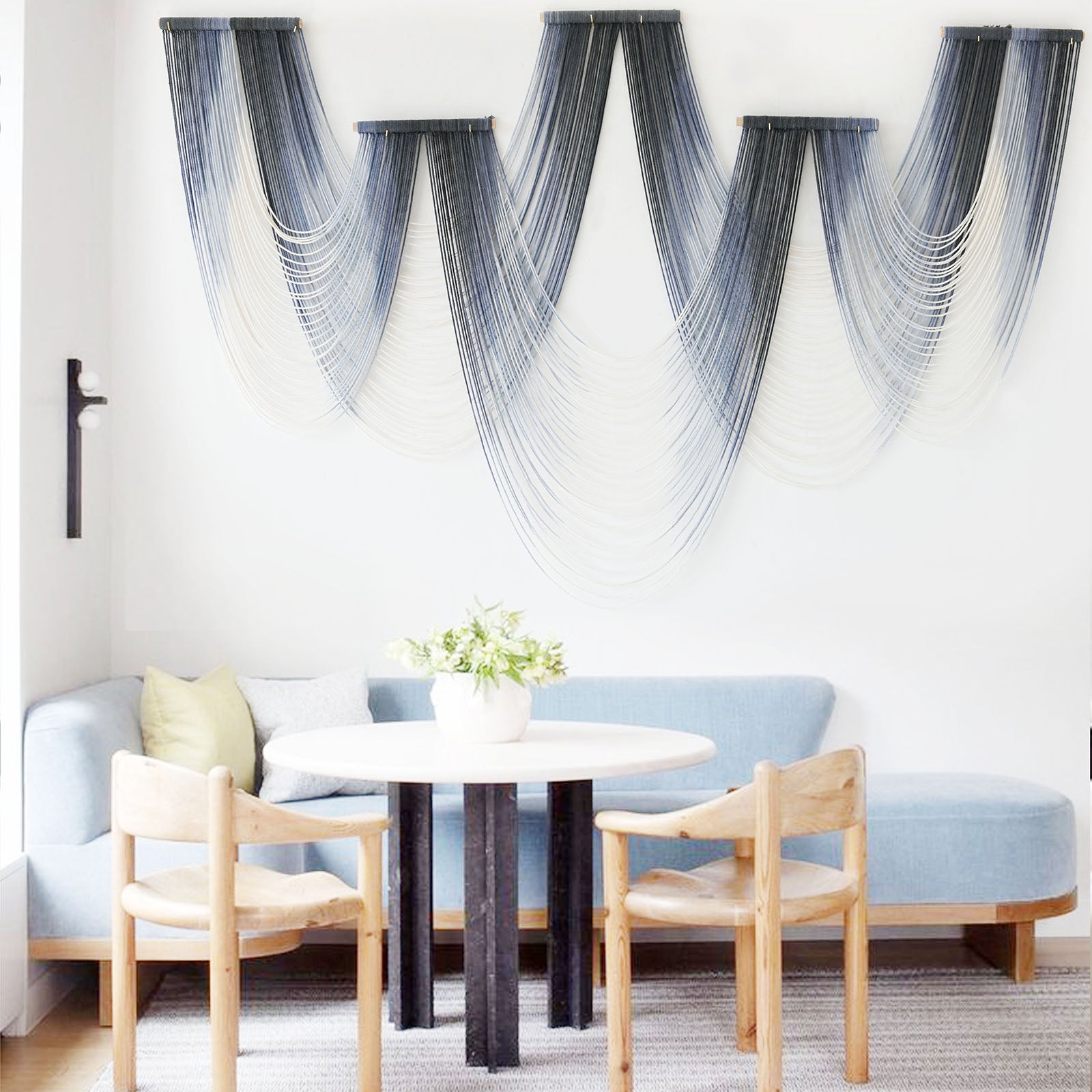 Macrame Wall Hanging Decor Dip-Dyed Macrame Wall Art Craftsmanship Fiber Art