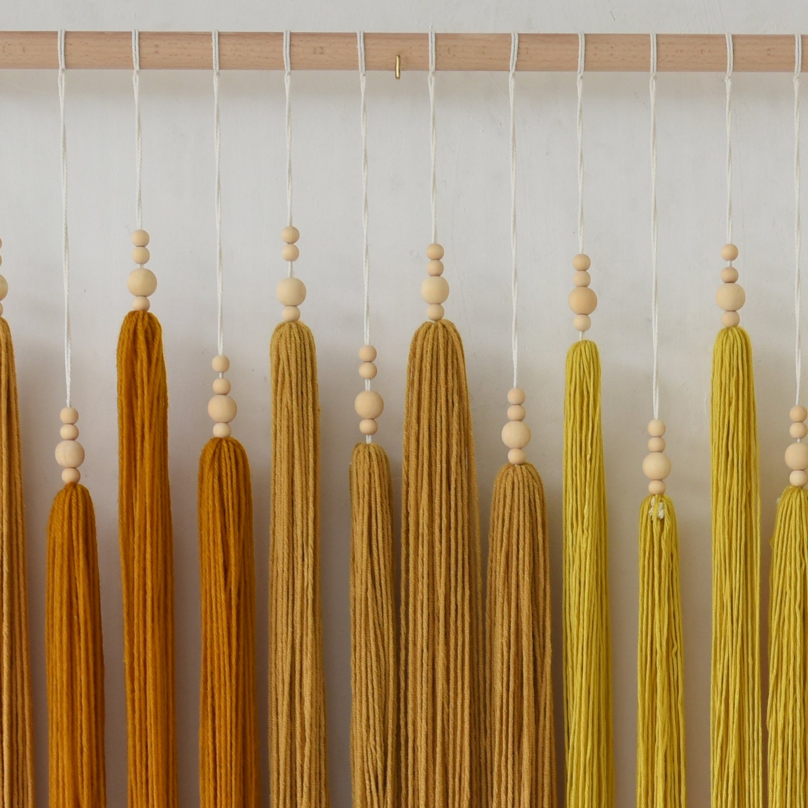 Yellow Macrame Wall Hanging Beads Tassels Decor