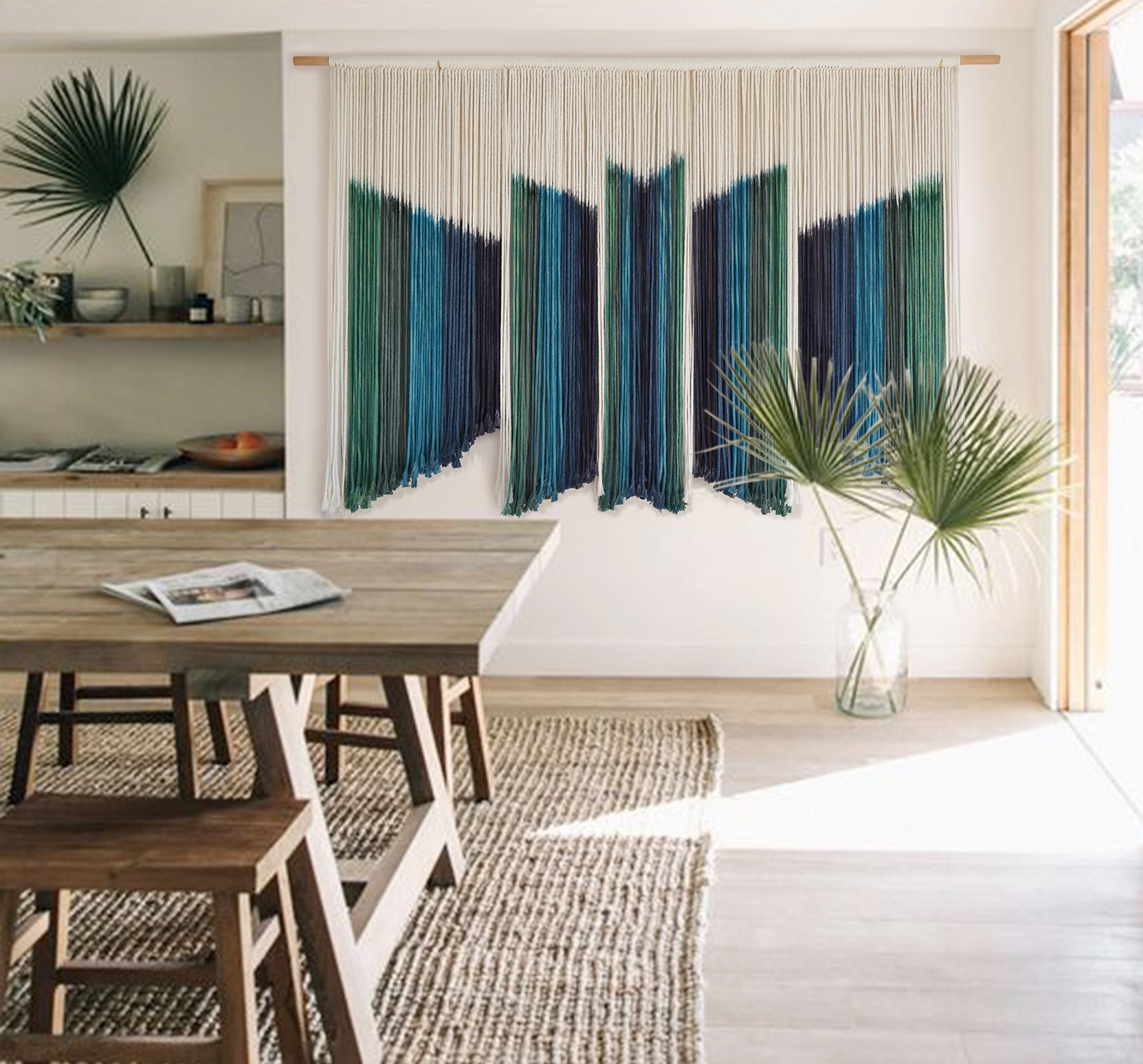 Large Macrame Wall Hanging Dip-Dyed Yarn Art Boho Macrame Wall Room Decor