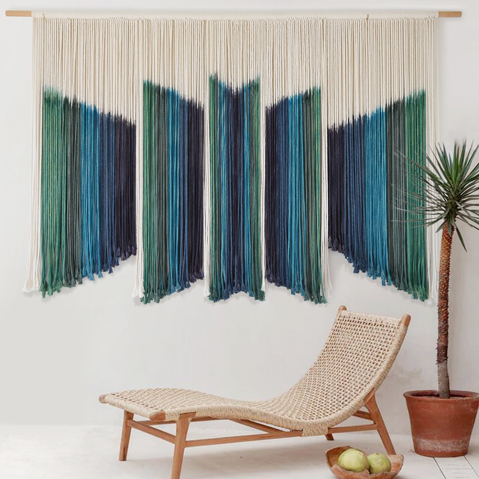 Large Macrame Wall Hanging Dip-Dyed Yarn Art Boho Macrame Wall Room Decor